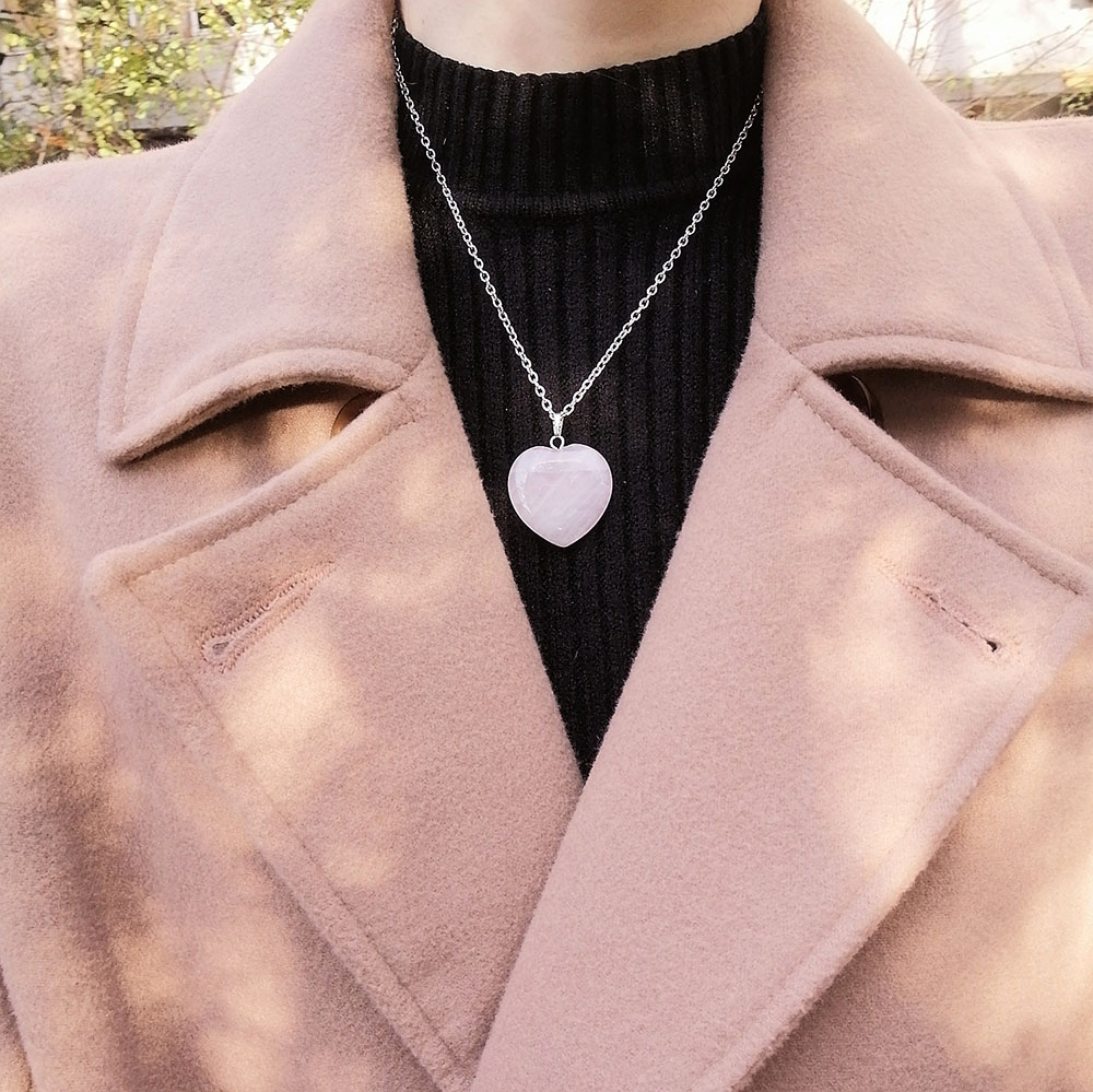 Srce Roze Kvarc ogrlica