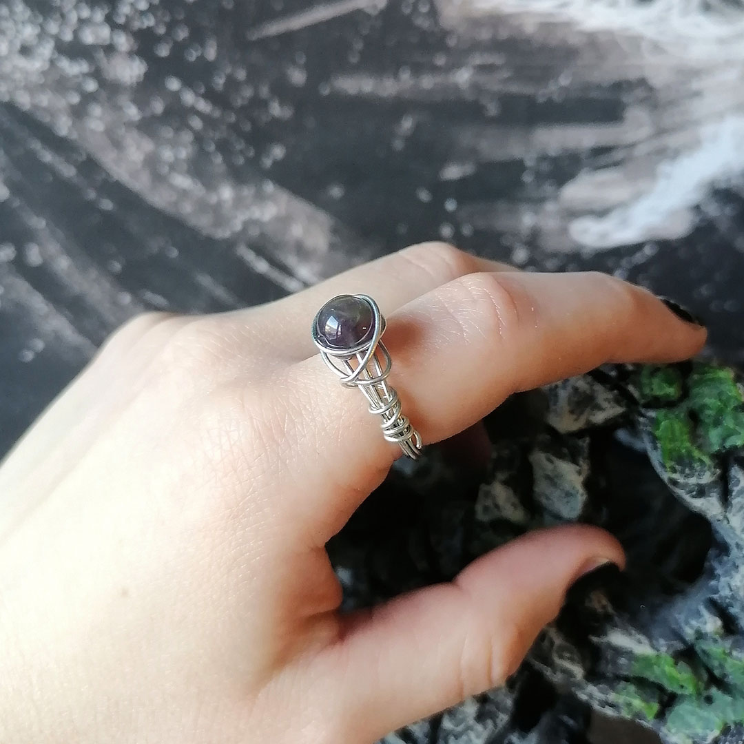 Ametist srebrni orb prsten