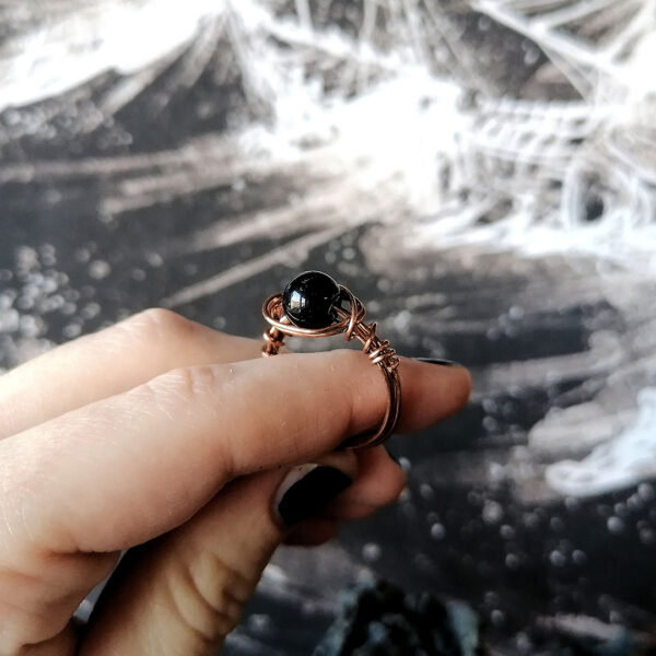 Crni Oniks bronzani orb prsten