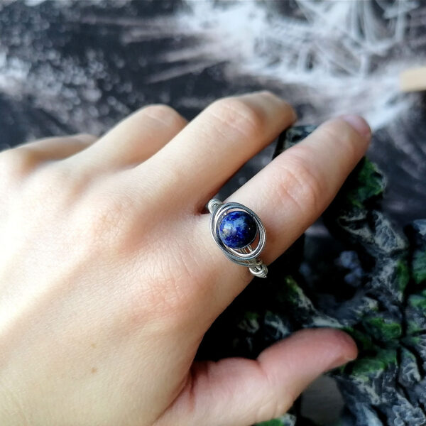 Lapis Lazuli srebrni orb prsten