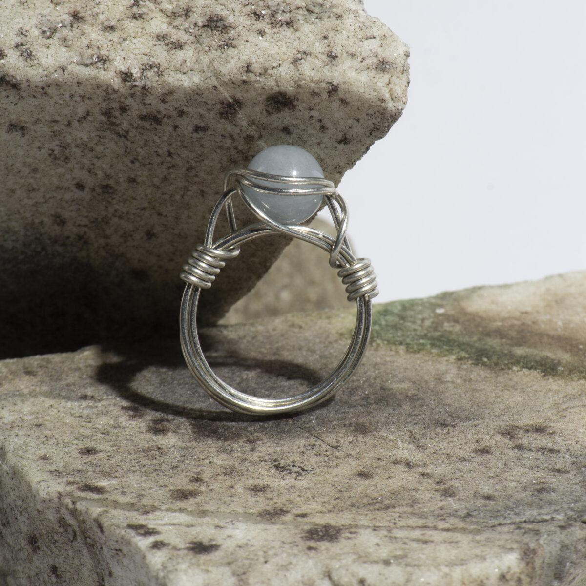 Akvamarin srebrni orb prsten