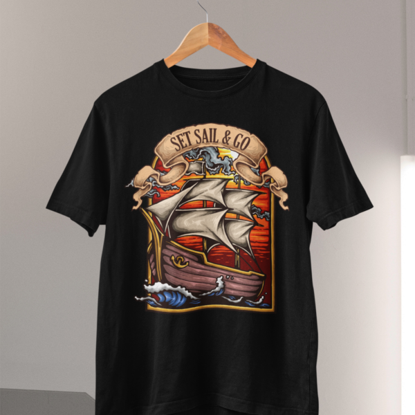 Set Sail & Go unisex crna majica
