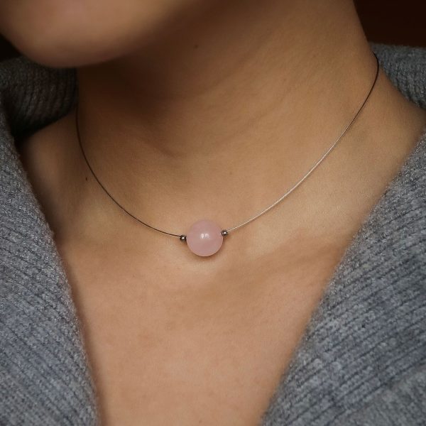 Roze Kvarc sfera ogrlica